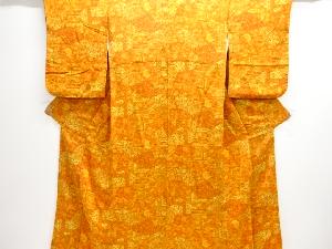 縮緬地切り嵌め風花更紗模様小紋着物